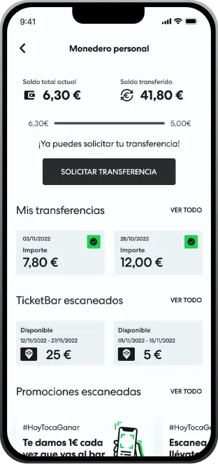 Futbar ticket screen